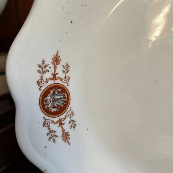 Syracuse China Oval Platter Vintage Greek Revival Motif Scalloped Edge USA Made - Picture 3 of 6